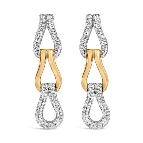 Gold Vermeil 1/10 Cttw Diamond Bold Knot Link Earring