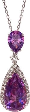 SAVVY CIE JEWELS Cubic Zirconia Teardrop Pendant Necklace