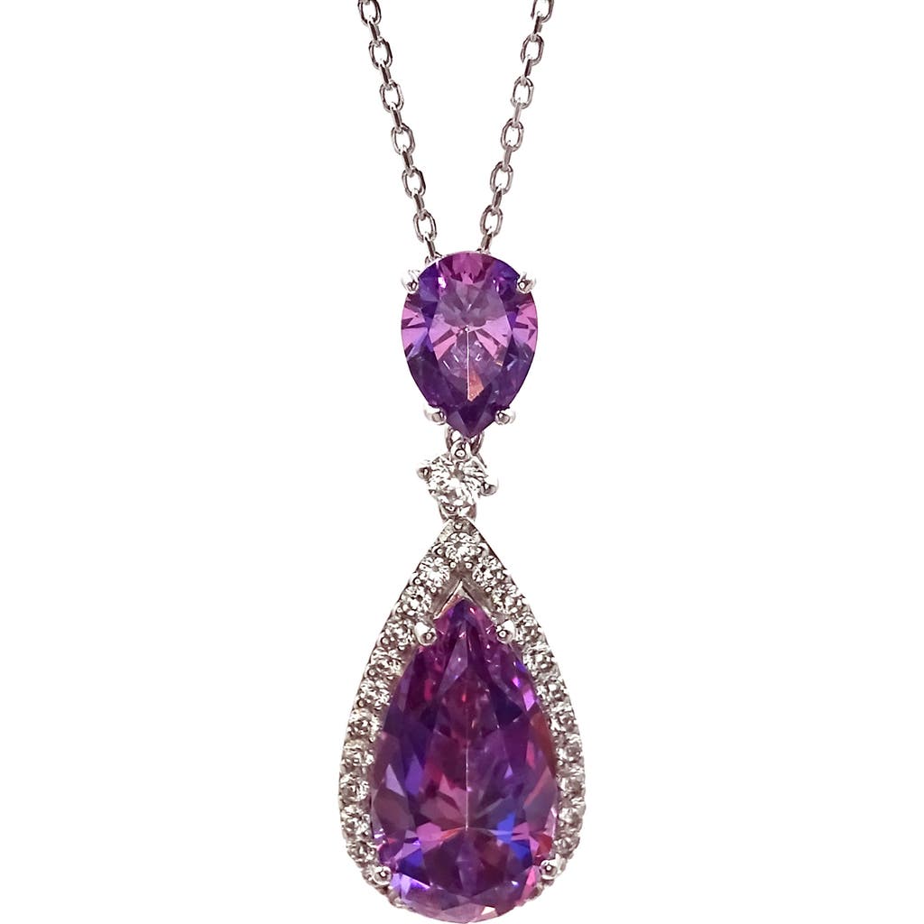 SAVVY CIE JEWELS Cubic Zirconia Teardrop Pendant Necklace in Purple  product