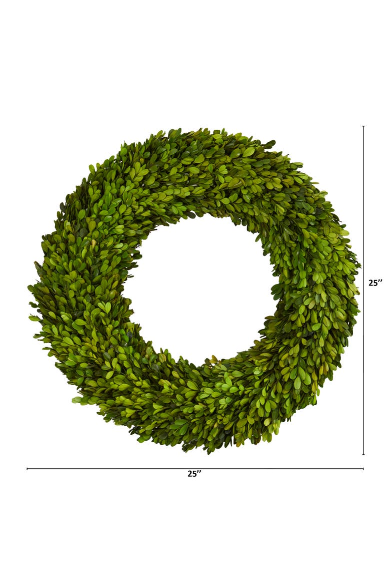 24-in Preserved Boxwood Wreath, Alternate, color, Green