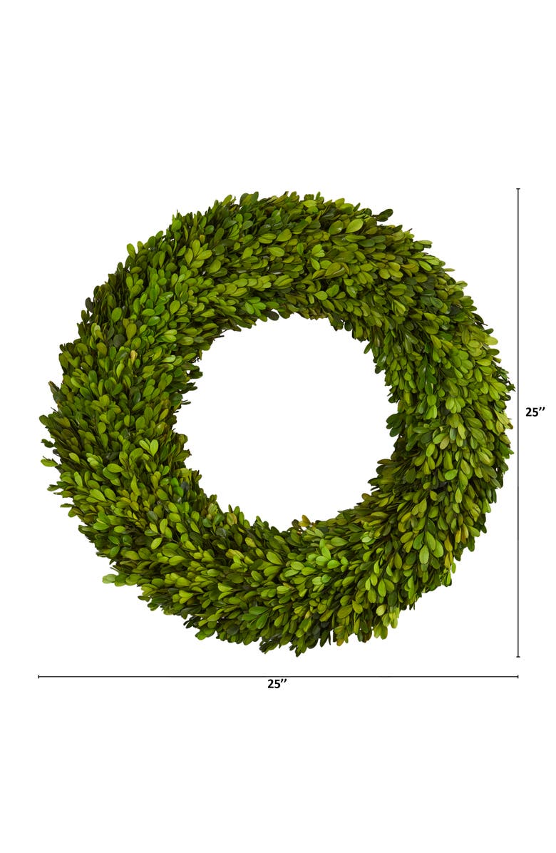 NEARLY NATURAL 24-in Preserved Boxwood Wreath, Alternate, color, Green