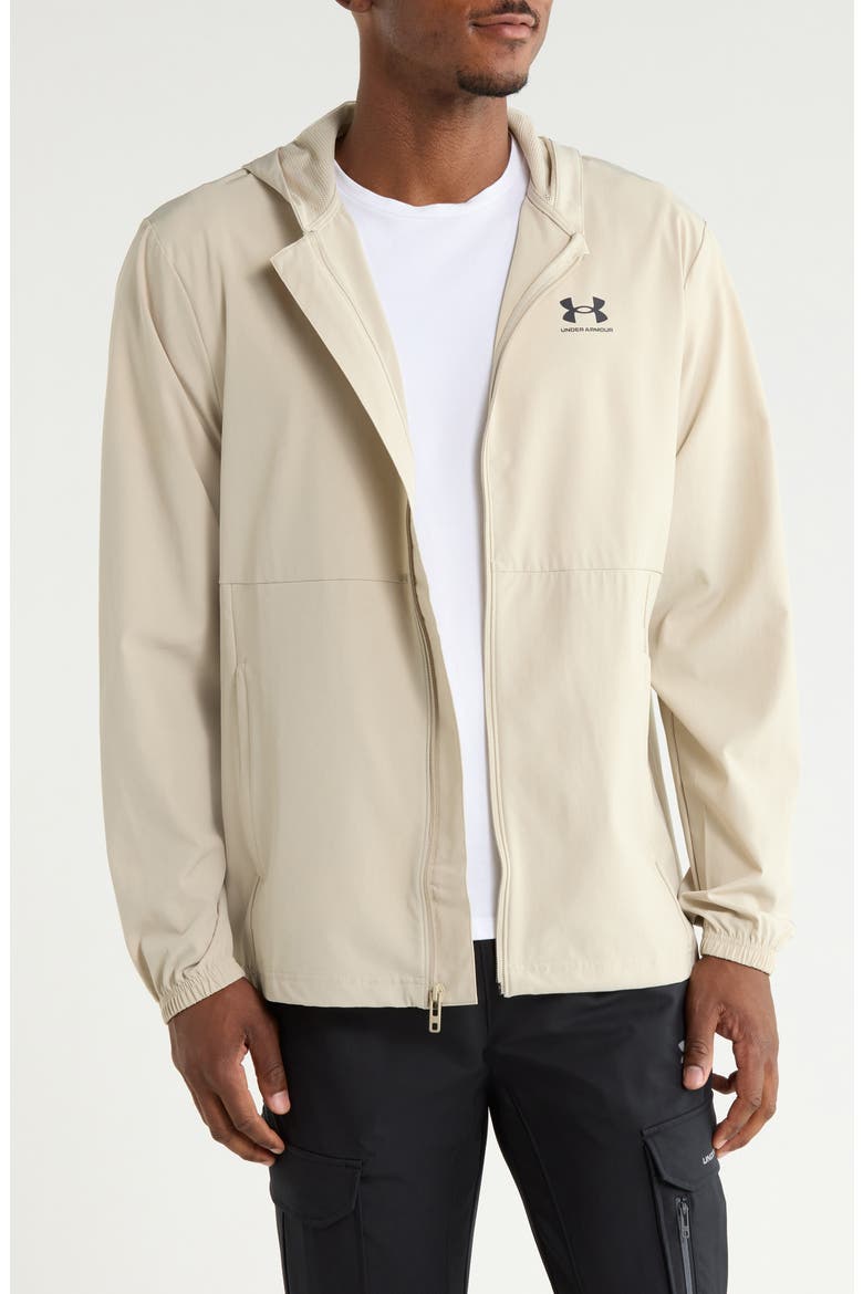 Vibe Water Repellent Hooded Windbreaker Jacket, Main, color, 289 KHAKI BASE