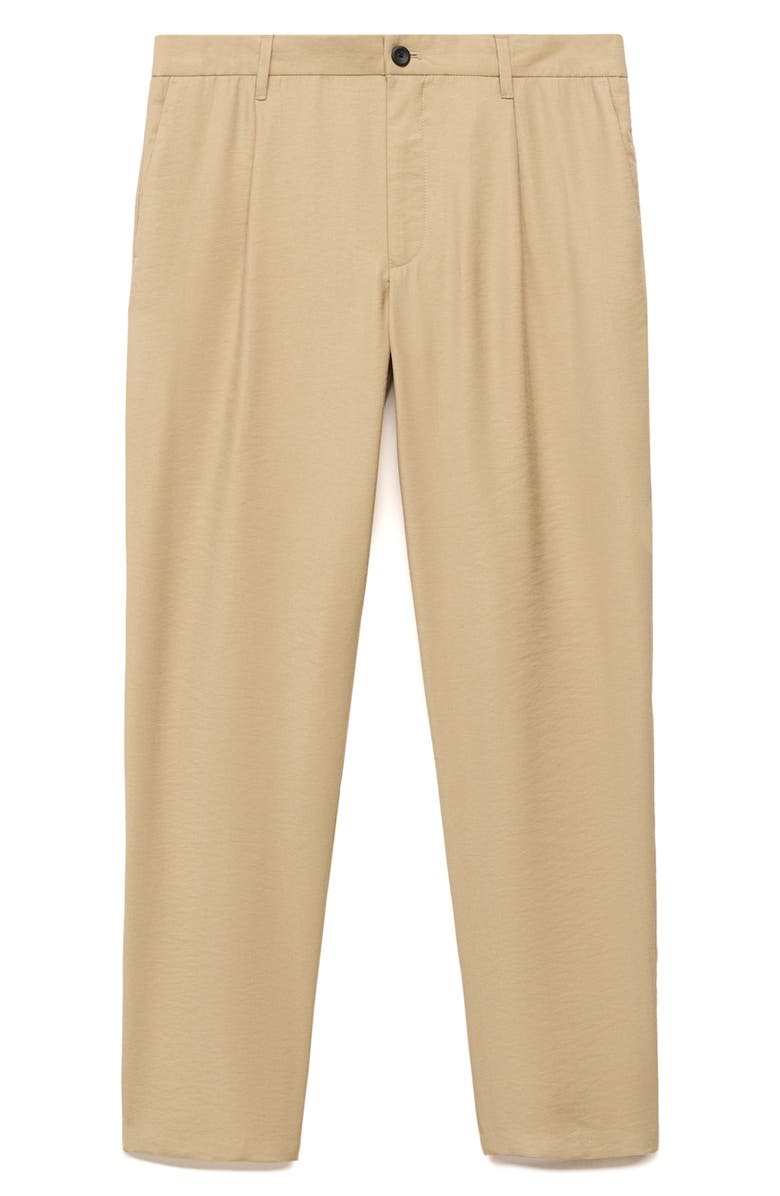 MANGO Pleated Straight Fit Pants, Alternate, color, Beige