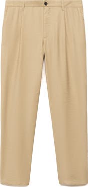 MANGO Pleated Straight Fit Pants