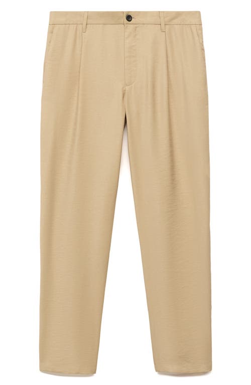 Mango Pleated Straight Fit Pants In Brown