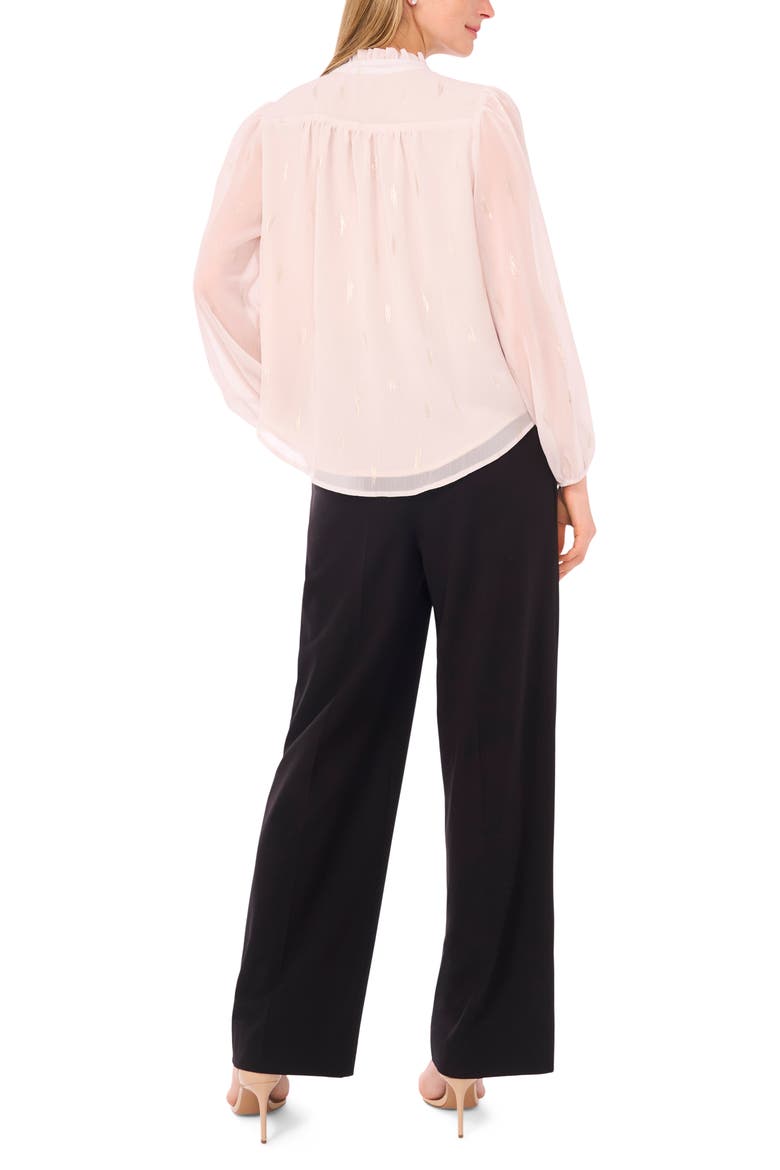 Ruffle V-Neck Button-Up Shirt, Alternate, color, SIROCCO GREY