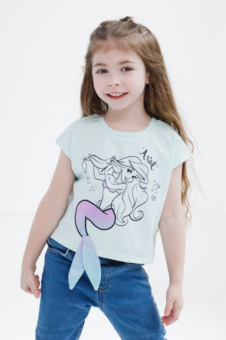 The Little Mermaid Princess Ariel Sequin T-Shirt, Alternate, color, Mint Green Ariel