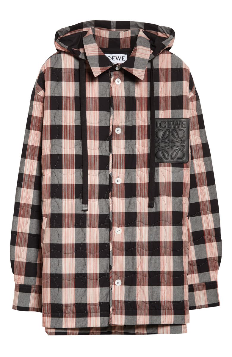 Loewe Check Quilted Hooded Overshirt, Alternate, color,