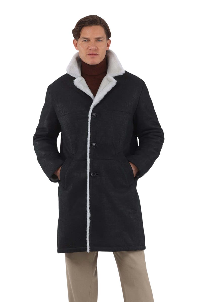 GORSKI Merino Shearling Lamb Short Coat, Alternate, color, Black Pattern/White