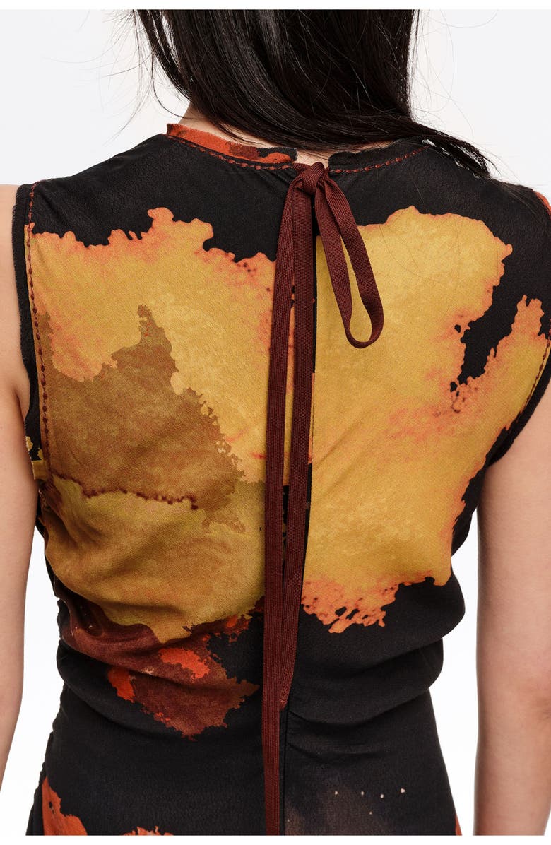 Bimba y Lola Fringed Armhole Midi Dress, Alternate, color, Blot Xl Black