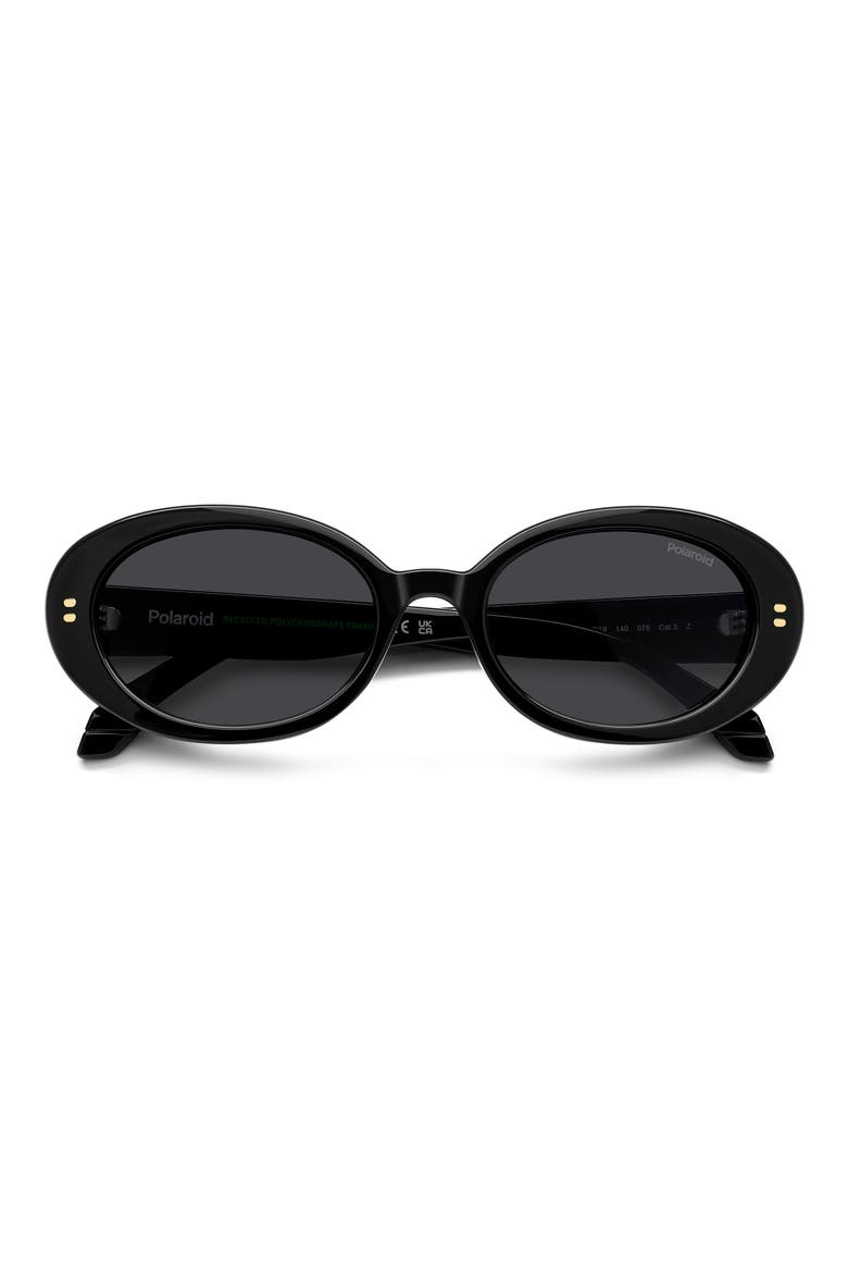 52mm Polarized Oval Sunglasses, Main, color, BLACK/ GREY PZ