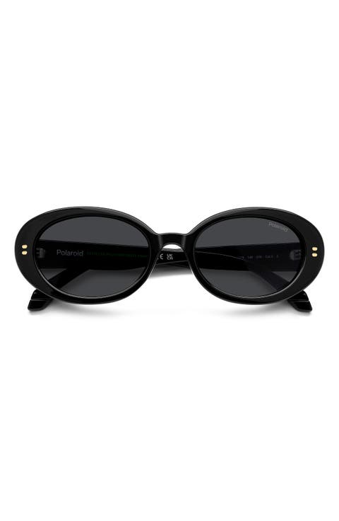 52mm Polarized Oval Sunglasses