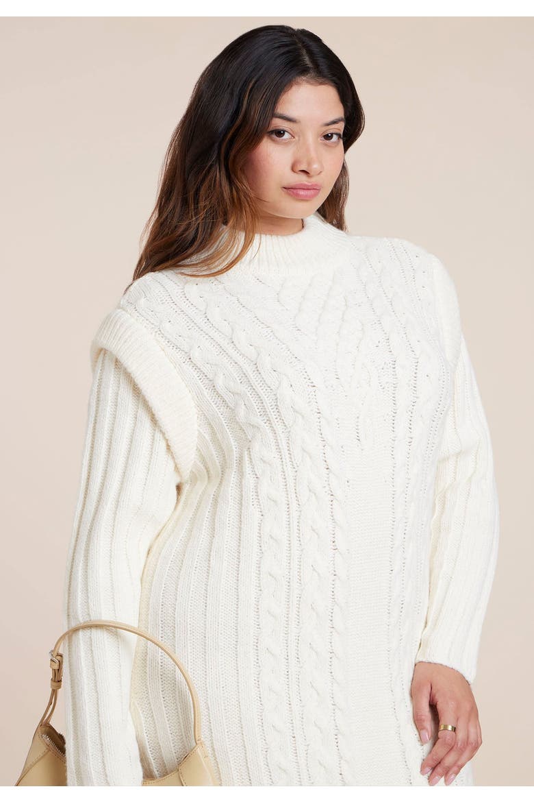 Cable Stitch Sweater Dress, Alternate, color, COCONUT MILK
