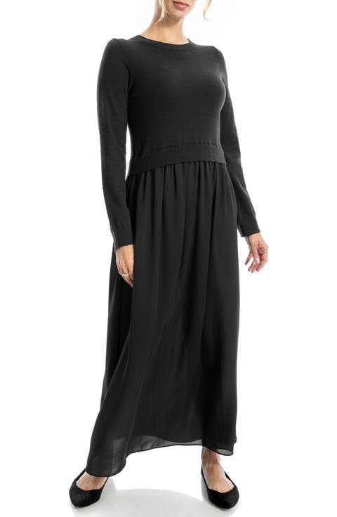 Twofer Long Sleeve Sweater Dress