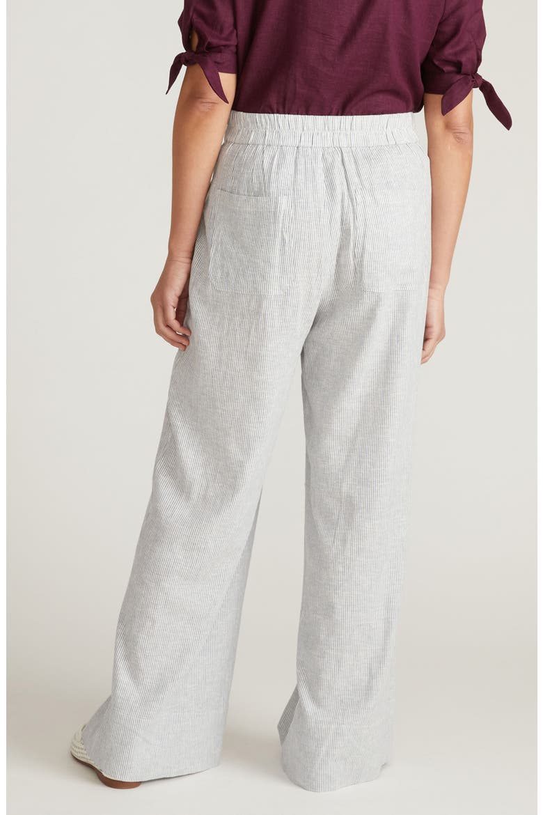Marley Pleated Linen Blend Wide Leg Pants, Alternate, color, BEACH STRIPE