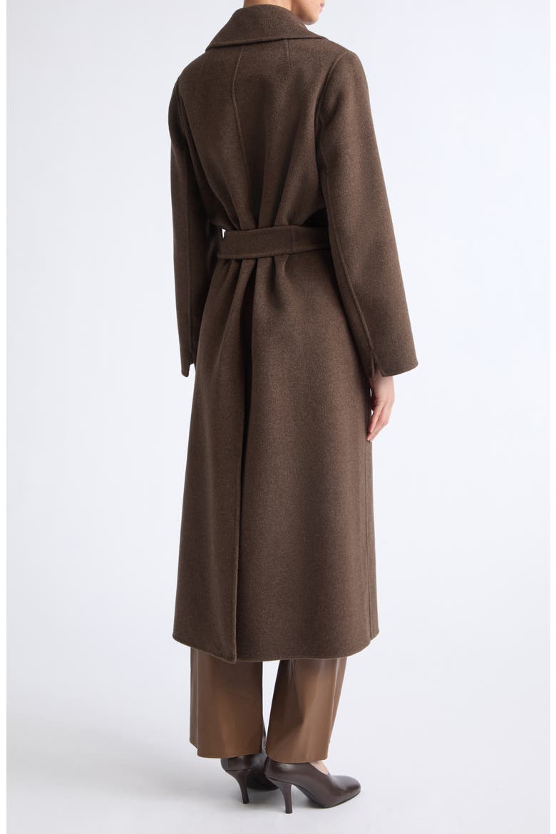 Smmpace Long Wool Blend Belted Coat, Alternate, color, BROWN