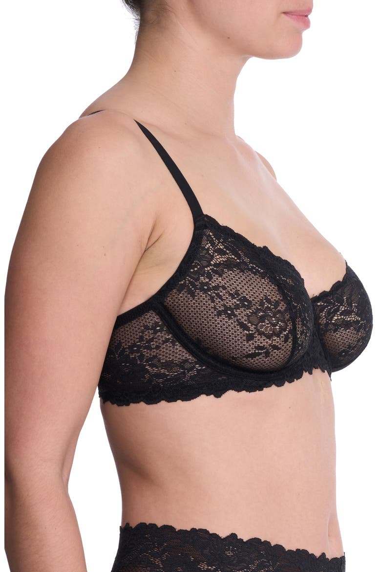 Heavenly Lace Convertible Balconette Bra, Alternate, color, BLACK
