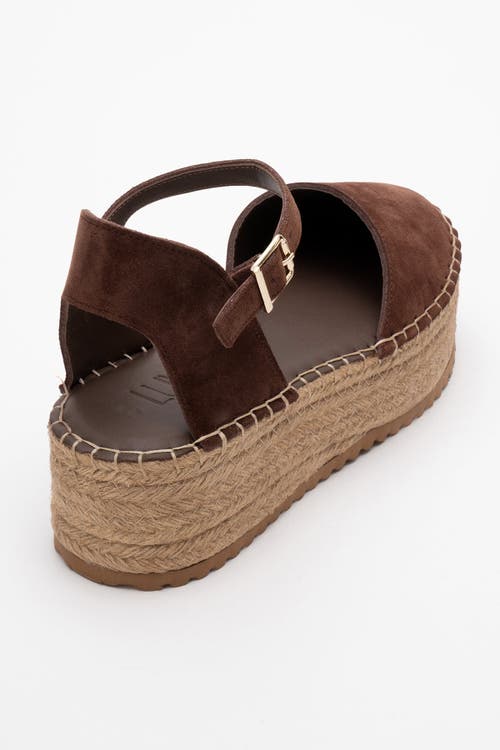 Forever & Always Shoes Viba Leather Esprarille Platform Wedge Sandals In Brown Suede Leather