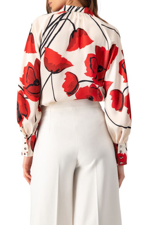 Ivonne Floral Print Statement Blouse In Multi