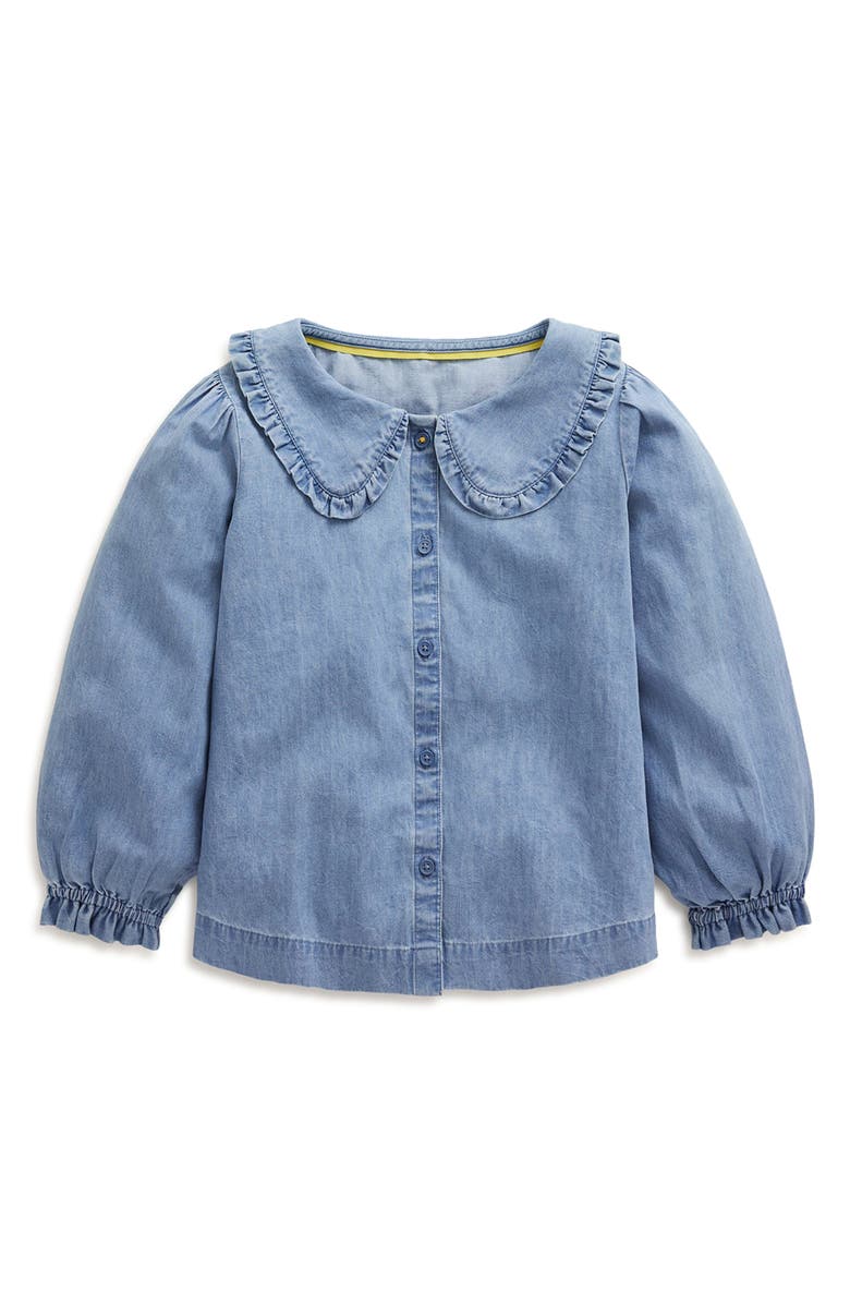 Mini Boden Kids' Cotton Chambray Button-Up Shirt, Main, color,