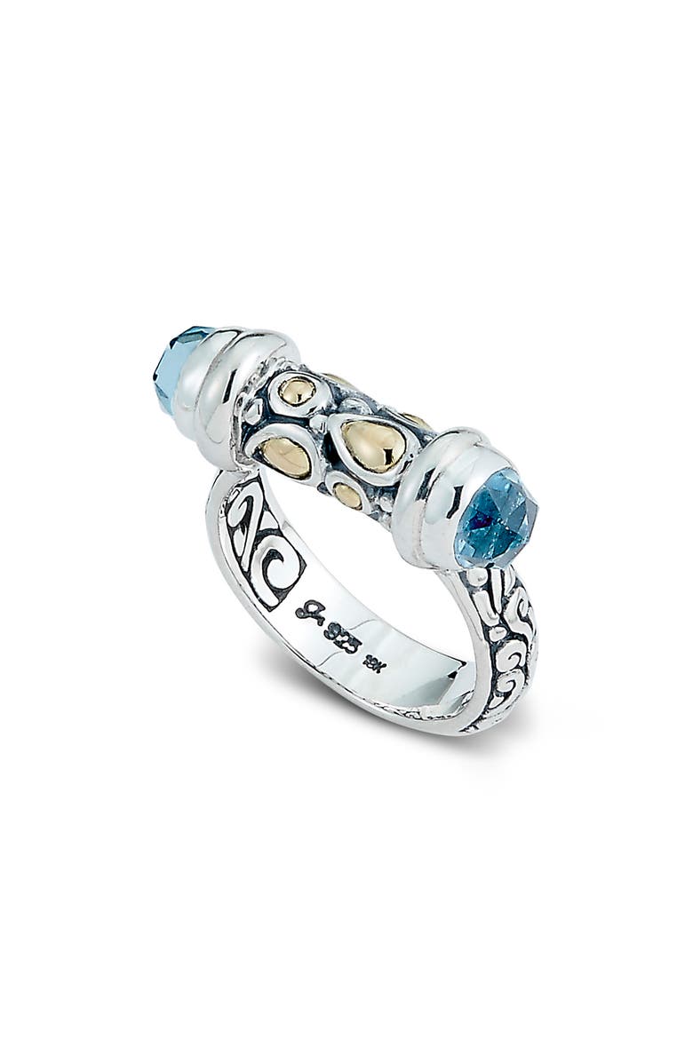 SAMUEL B. Sterling Silver 18K Yellow Gold Blue Topaz Bullet Ring, Main, color, Blue