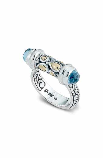 SAMUEL B. Sterling Silver 18K Yellow Gold Blue Topaz Bullet Ring