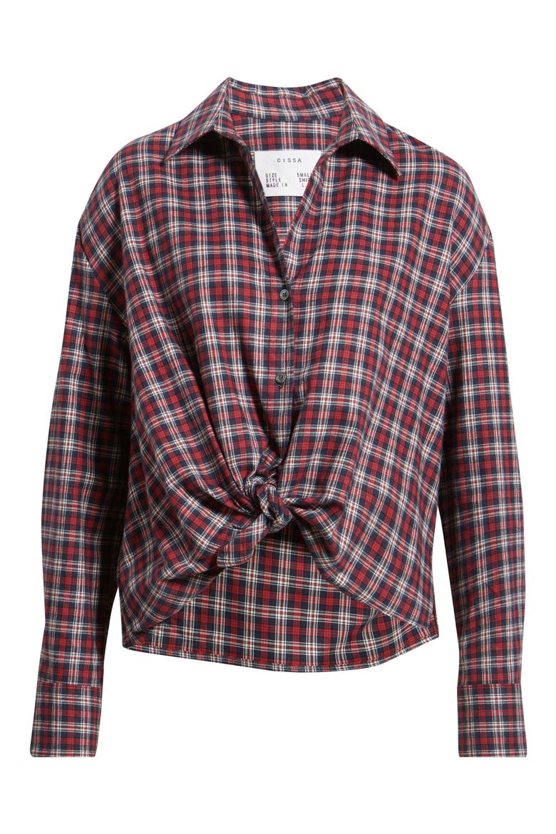 Plaided Knotted Front Cotton Shirt, Alternate, color, EASTWICK PLAID