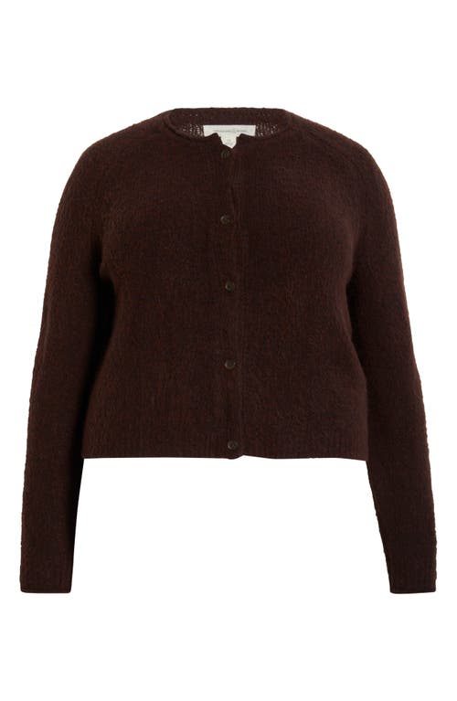 Treasure & Bond Rolled Crewneck Cardigan In Brown
