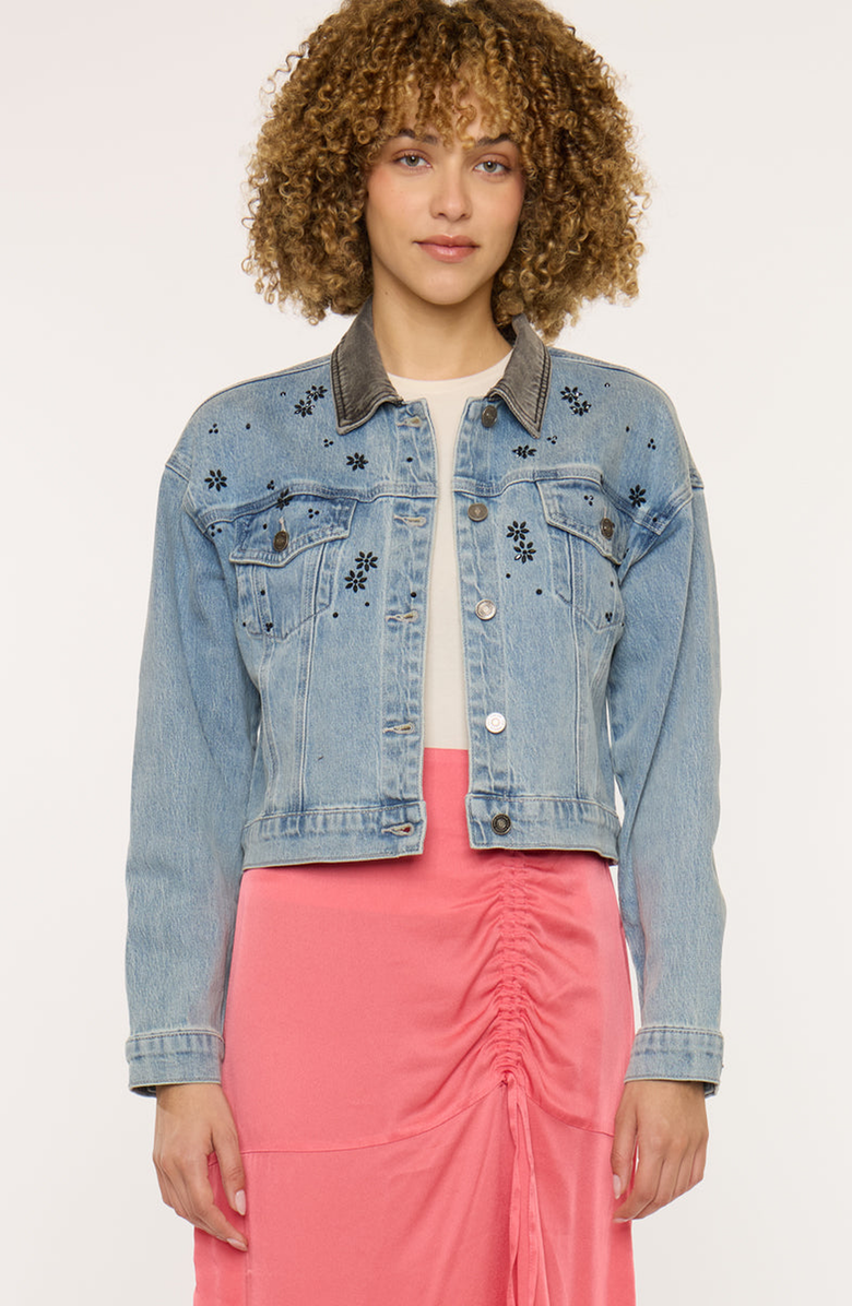 KanCan Lucca Denim Crop Jacket, Alternate, color, Medium Wash