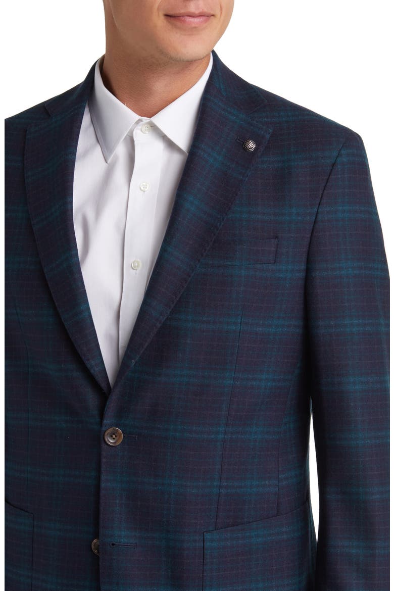 Midland Soft Constructed Plaid Stretch Wool Sport Coat, Alternate, color, NAVY/ OLIVE