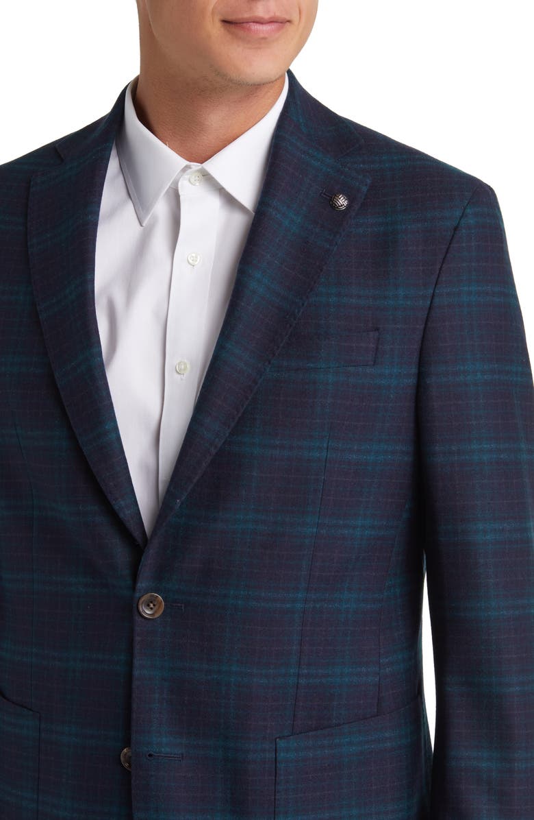 Jack Victor Midland Soft Constructed Plaid Stretch Wool Sport Coat, Alternate, color, Navy/ Olive
