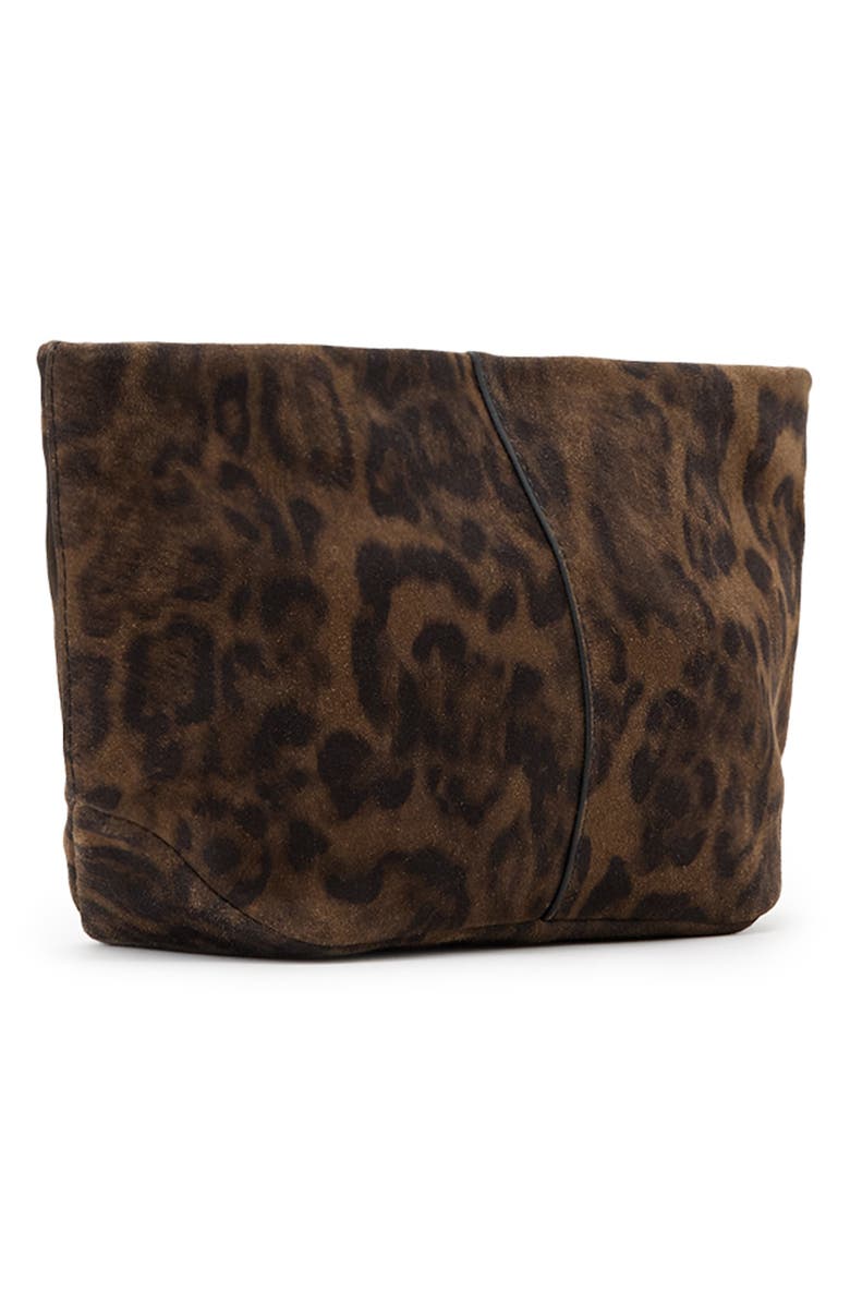 AllSaints Hex Leopard Suede East/West Pouch, Alternate, color,