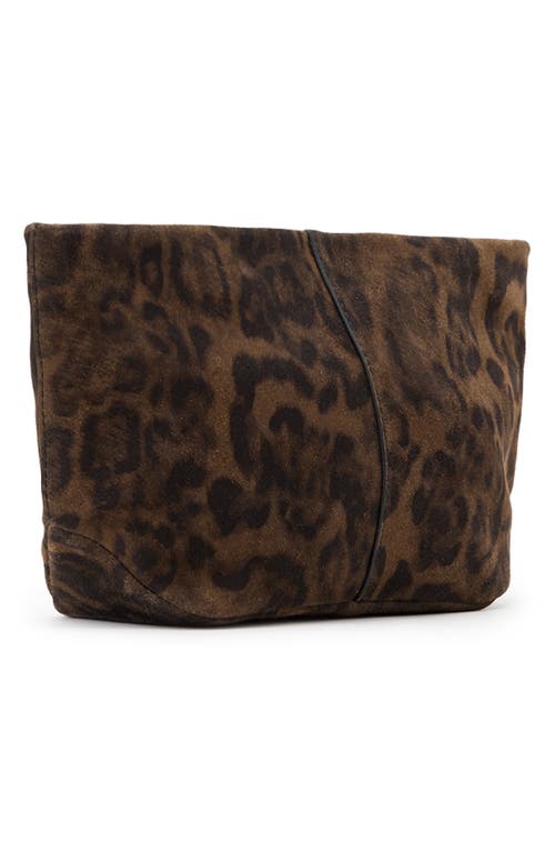 Allsaints Hex Leopard Suede East/west Pouch In Brown