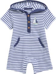Little Me Sailing Stripe Hooded Cotton Romper