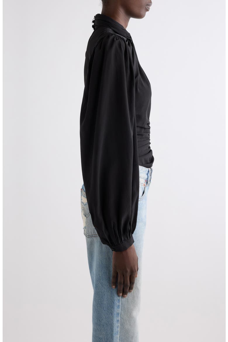 Depsona Twisted Mock Neck Silk Top, Alternate, color, BLACK