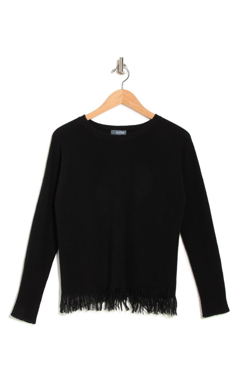 Griffen Fringed Hem Cashmere Pullover Sweater, Alternate, color, 