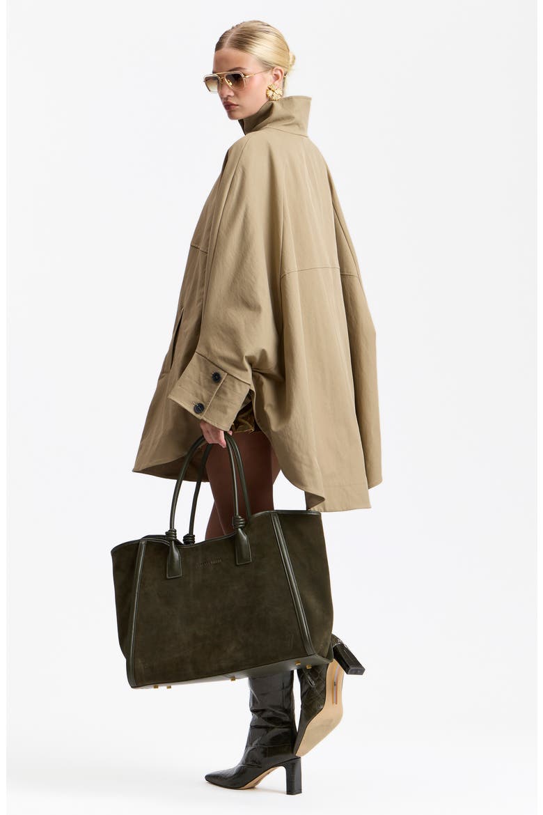 Batwing Sleeve Trench Coat, Alternate, color, CLAY
