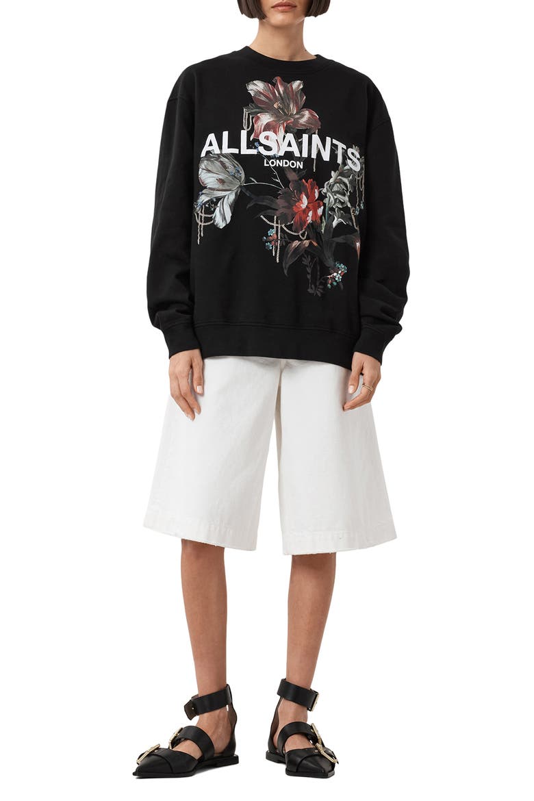 Ania Etta Graphic Sweatshirt, Alternate, color, BLACK