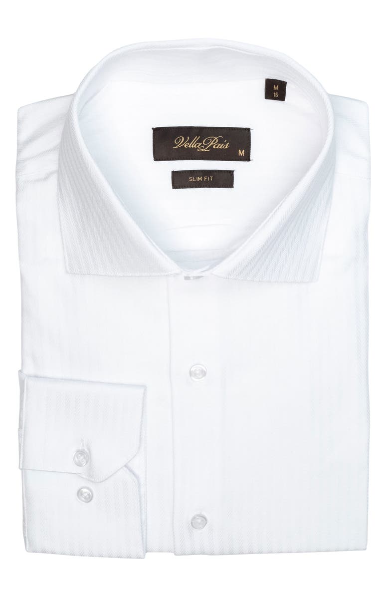 VELLAPAIS Barton Slim Fit Cotton Dress Shirt, Alternate, color, White