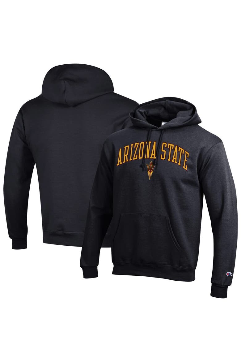 Men's Champion  Black Arizona State Sun Devils Arched Logo Fleece Pullover Hoodie, Alternate, color, Black