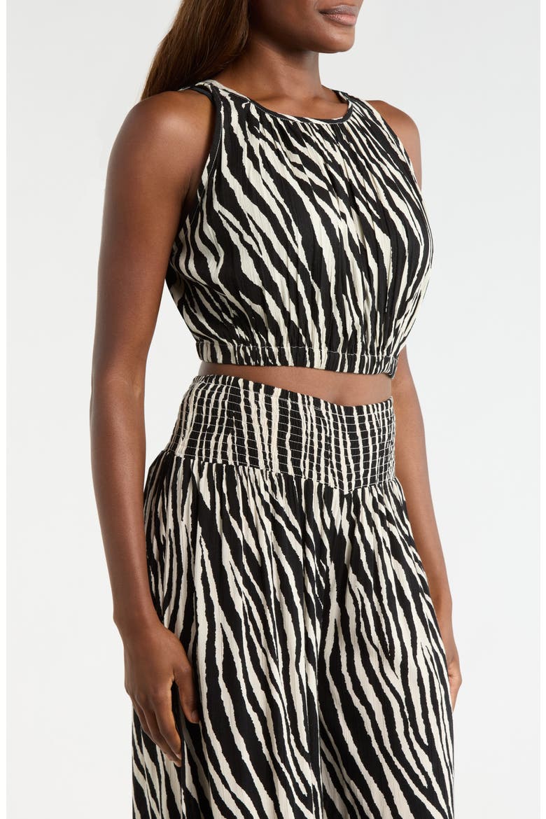 Sleeveless Crop Cover-Up Top, Alternate, color, BLACK ZEBRA