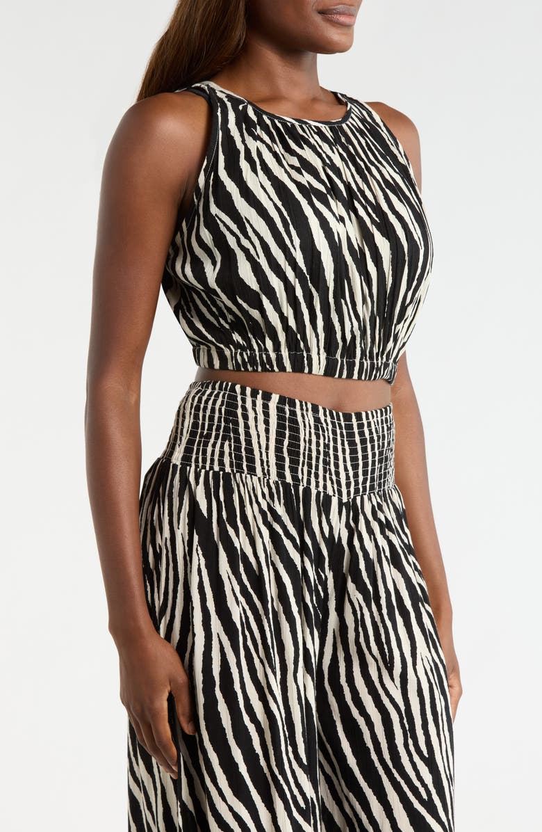 Elan Sleeveless Crop Cover-Up Top, Alternate, color, Black Zebra