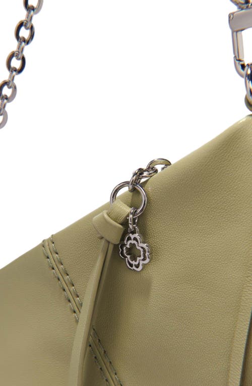 Maje Miss M Plain Leather Clutch Bag In Almond Green