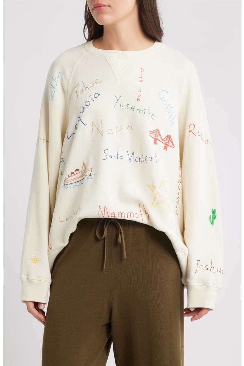 The Slouch Crewneck Sweatshirt, Main, color, WASHED WHITE