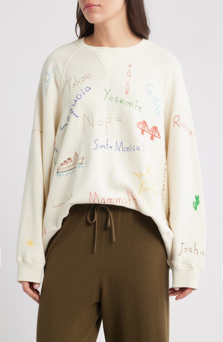 THE GREAT. The Slouch Crewneck Sweatshirt, Main, color, Washed White