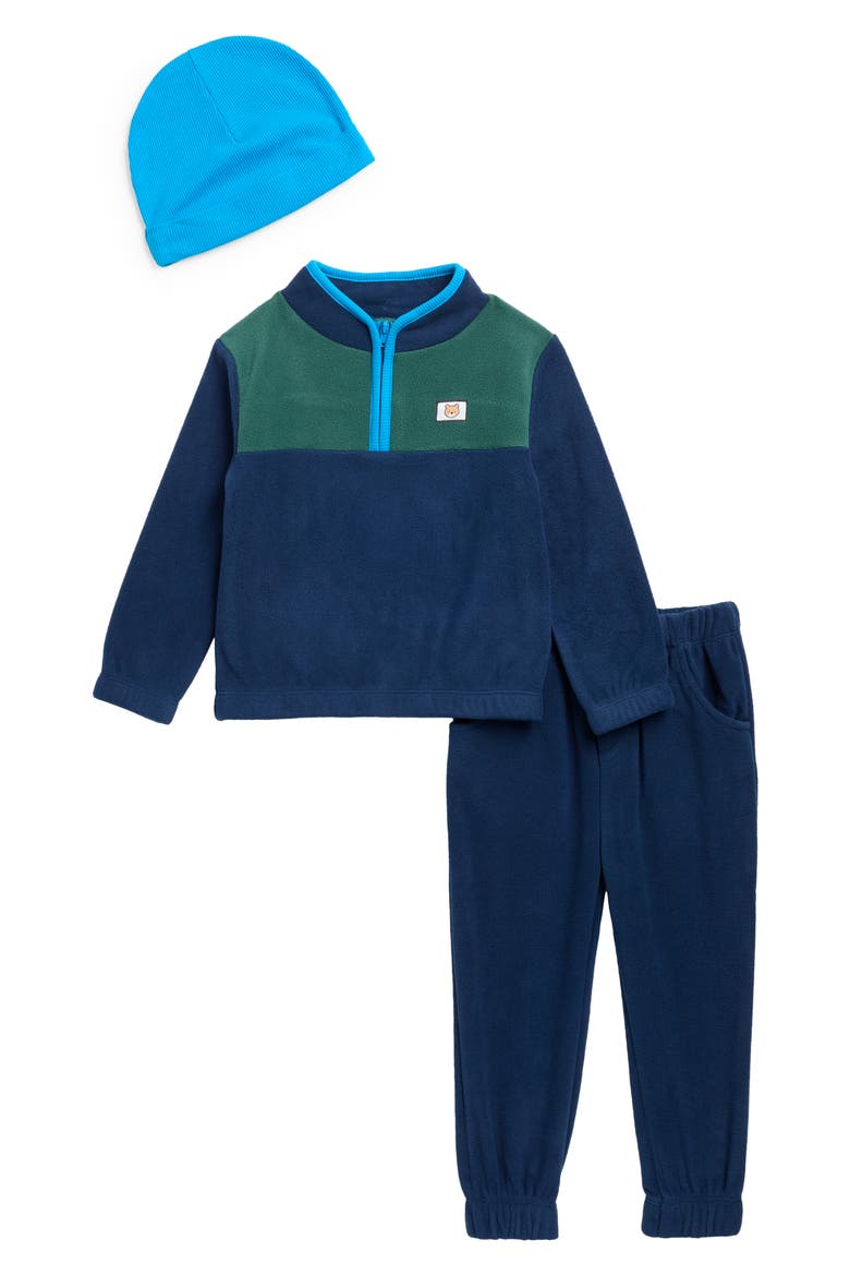 Kids' 3-Piece Fleece Sweatshirt, Joggers & Beanie Set, Main, color, DARK BLUE