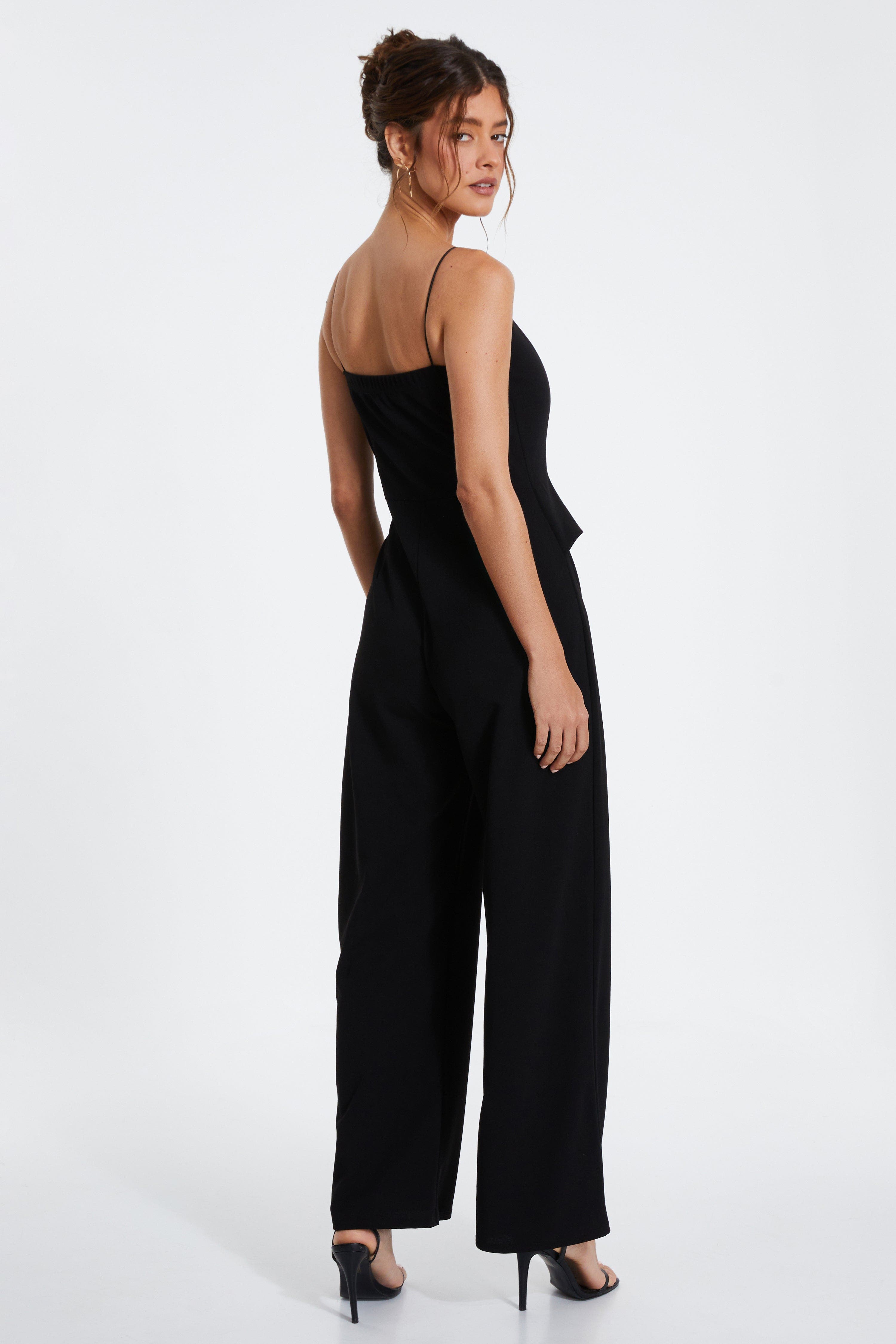 QUIZ Scuba Crepe Bow Front Jumpsuit (Women) | Nordstrom