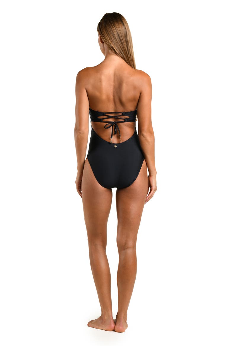 Sunshine Solids Charm Bandeau One Piece Swimsuit, Alternate, color, BLACK