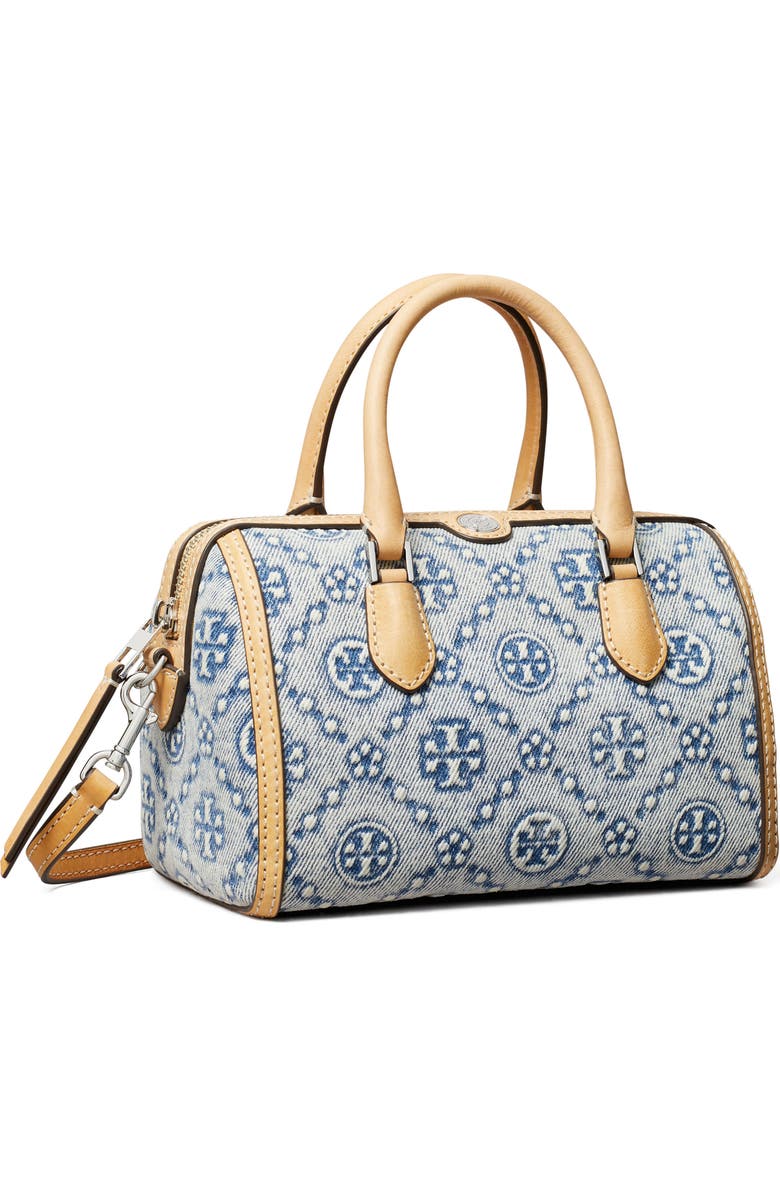 Tory Burch Petite T Monogram Jacquard Barrel Bag, Alternate, color, Powder Blue