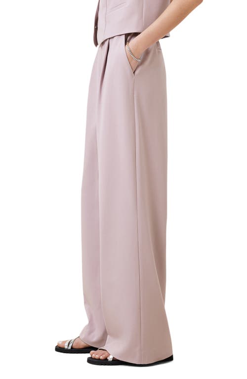 Allsaints Womens Aleida Wide-leg Mid-rise Recycled Polyester-blend Trousers Mauve Chalk Pi In Pink